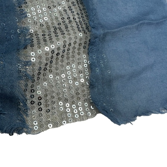 Huge Teal Blue Sequined Lightweight Scarf Wrap Beach Coverup - Picture 2 of 9